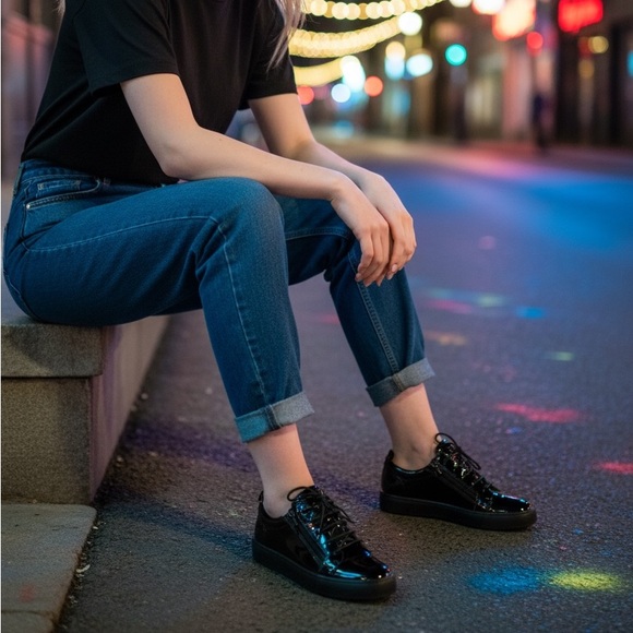 Giuseppe Zanotti Shoes - Giuseppe Zanotti Glossy Black Sneakers Women’s New in Box